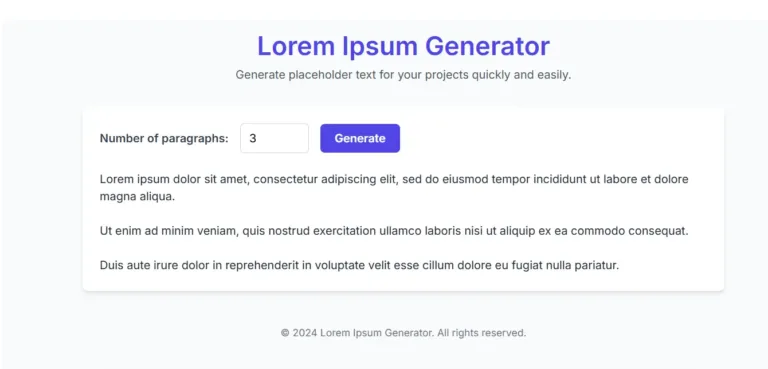 Lorem Ipsum Generator Tool